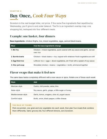 One basket, four dinners: how one grocery list becomes four meals